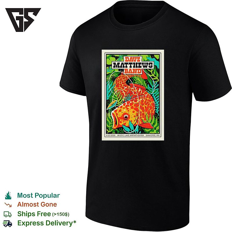 Dave Matthews Band Mystic Lake Amphitheater Orange Fish 6 23 2026 T-Shirt Dave Matthews Band Mystic Lake Amphitheater Orange Fish 6 23 2026 T-Shirt