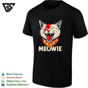 David Bowie Ziggy Stardust Cat Meowie Parody Rock Music Funny T-Shirt