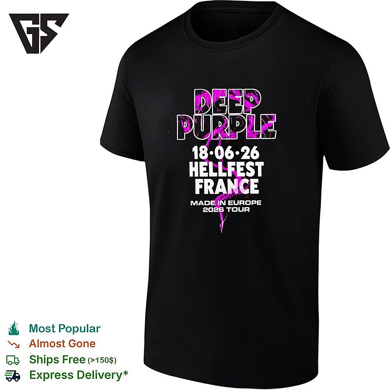 Deep Purple Hellfest In France On 18 June 2026 Made In Europe Tour T-Shirt Deep Purple Hellfest In France On 18 June 2026 Made In Europe Tour T-Shirt