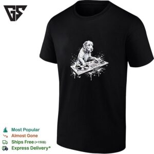 Dog Dj Turntables Music Producer Headphones Animal Beat Mixer Streetwear T-Shirt