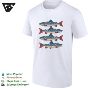 Fishs Patriotic Trout Four Pattern Stars Stripes Art T-Shirt