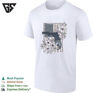 Florida State Outline United States American Flag Stars Stripes Flg T-Shirt