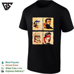 Four Masked Vigilante Portraits Bandana Colors Renaissance Art T-Shirt