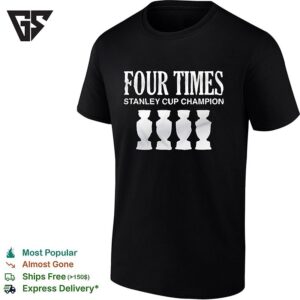 Four Times Stanley Cup Champion Hockey Trophy Icons Sports T-Shirt
