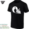 Funny Cat Middle Finger Silhouette Moon Shadow Minimalist Art T-Shirt