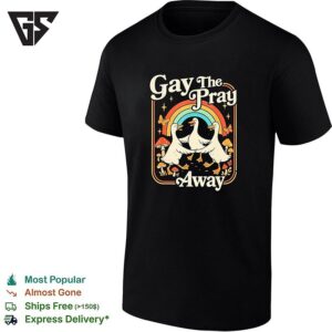 Gay The Pray Away Three Ducks Under Rainbow Mushrooms Lgbtq Vintage T-Shirt