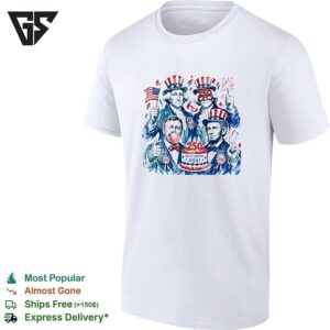 George Washington Founding Fathers USA 250 Anniversary Fireworks And Birday Cake T-Shirt