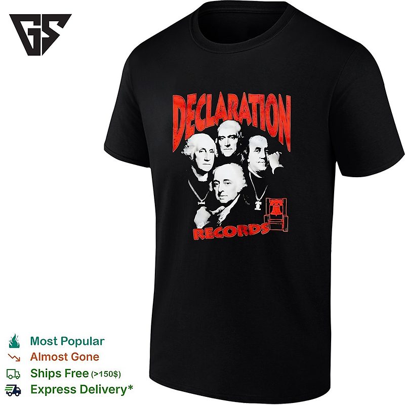 George Washington John Adams Thomas Jefferson Benjamin Franklin Declaration Records T-Shirt George Washington John Adams Thomas Jefferson Benjamin Franklin Declaration Records T-Shirt
