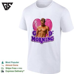 Glen Powell Good Morning T-Shirt Y2k Aesthetic Pink Heart Retro Romantic Humor T-Shirt