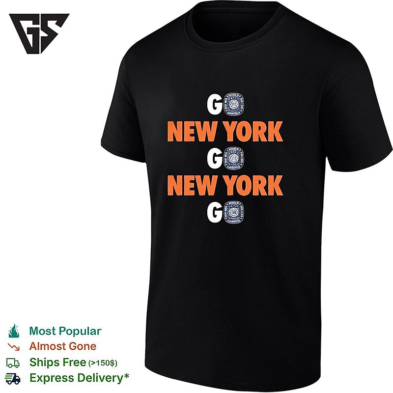 Go New York Go New York Go Championship Rings Bold Stacked Text T-Shirt Go New York Go New York Go Championship Rings Bold Stacked Text T-Shirt