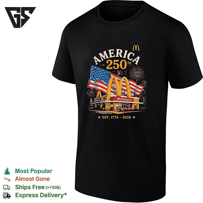 Golden Arches Restaurant America 250th Anniversary Fireworks Poster T-Shirt Golden Arches Restaurant America 250th Anniversary Fireworks Poster T-Shirt