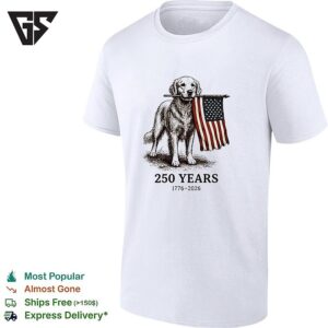 Golden Retriever Dog American Flag 250 Years 1776 2026 T-Shirt