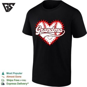 Grandma Baseball Heart Red Stitching Sports Enthusiast Fan T-Shirt