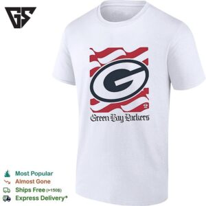 Green Bay Packers G Logo With American Flag Design Green Bay Packers Football T-Shirt