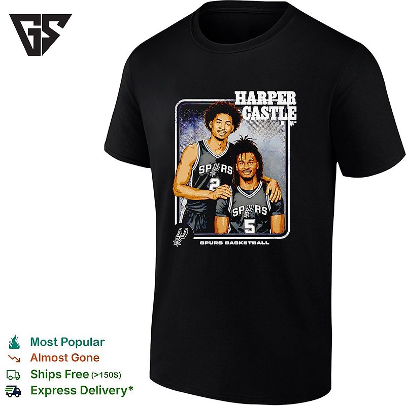 Harper Castle San Antonio Spurs Basketball Duo Step Brother Portrait T-Shirt Harper Castle San Antonio Spurs Basketball Duo Step Brother Portrait T-Shirt