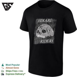 Hikari Riders Kanji Skull Blueprint Technical Illustration Graphic T-Shirt