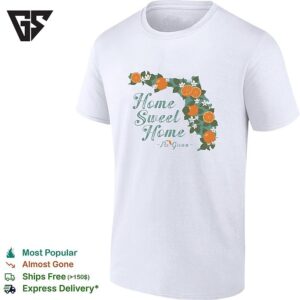 Home Sweet Home Flo Grown Florida Orange Blossom State Map Floral Illustration T-Shirt