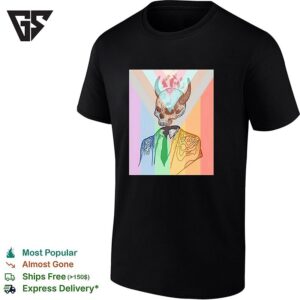 Horned Devil Skull Suit Pride Flag Symbol Artistic Abstract Surrealism Art T-Shirt