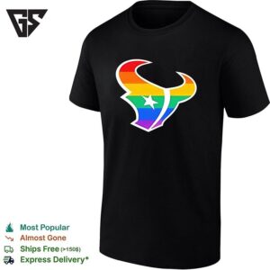 Houston Texans Pride Flag Logo NFL Football Team Sports Rainbow Logo Art T-Shirt