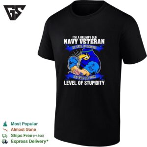 I Am A Grumpy Old Navy Veteran My Level Of Sarcasm Depends On Your Level Of Stupidity T-Shirt