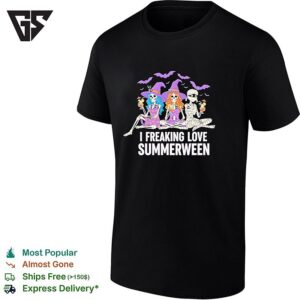 I Freaking Love Summerween Skeletons Mummies Bats Witch Hats Cocktail Summer T-Shirt