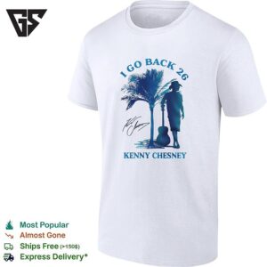 I Go Back Beach Silhouette Guitar Palm Trees Poster T-Shirt