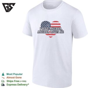I Love America Loves Me USA Flag Pattern T-Shirt