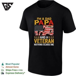 I’m A Dad Papa And A Veteran Nothing Scares Me Vintage T-Shirt
