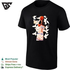 Jalen Brunson 11 White Doves Flying Background Graphic Painting T-Shirt