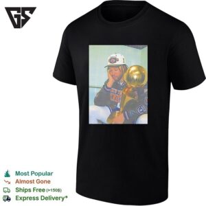 Jalen Brunson New York Knicks Championship Hat Trophy Locker Room Celebration Photo T-Shirt
