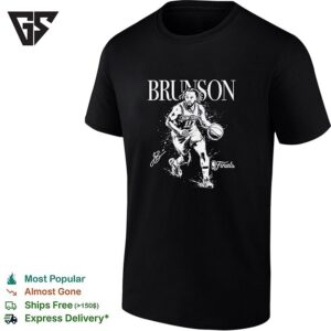 Jalen Brunson New York Knicks NBA Finals Action Portrait Signature T-Shirt