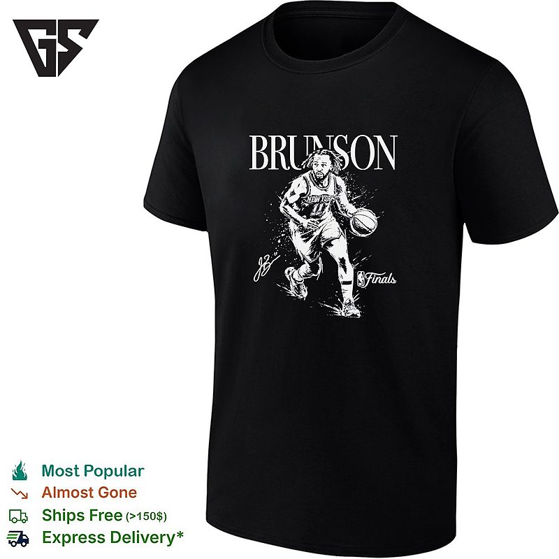 Jalen Brunson New York Knicks NBA Finals Action Portrait Signature T-Shirt Jalen Brunson New York Knicks NBA Finals Action Portrait Signature T-Shirt