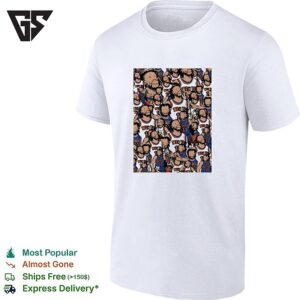 Jalen Brunson New York Knicks Number 11 Cartoon Collage Pattern T-Shirt