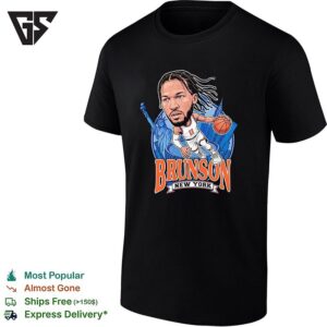 Jalen Brunson New York Knicks Player Illustration Team Banner T-Shirt