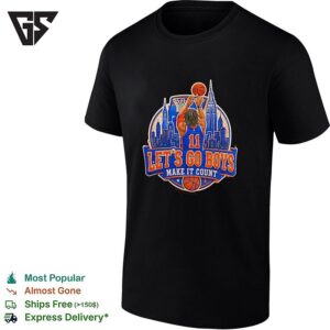 Jalen Nyk Let’s Go Boys Make It Count Basketball Player Dunking Skyline Badge T-Shirt