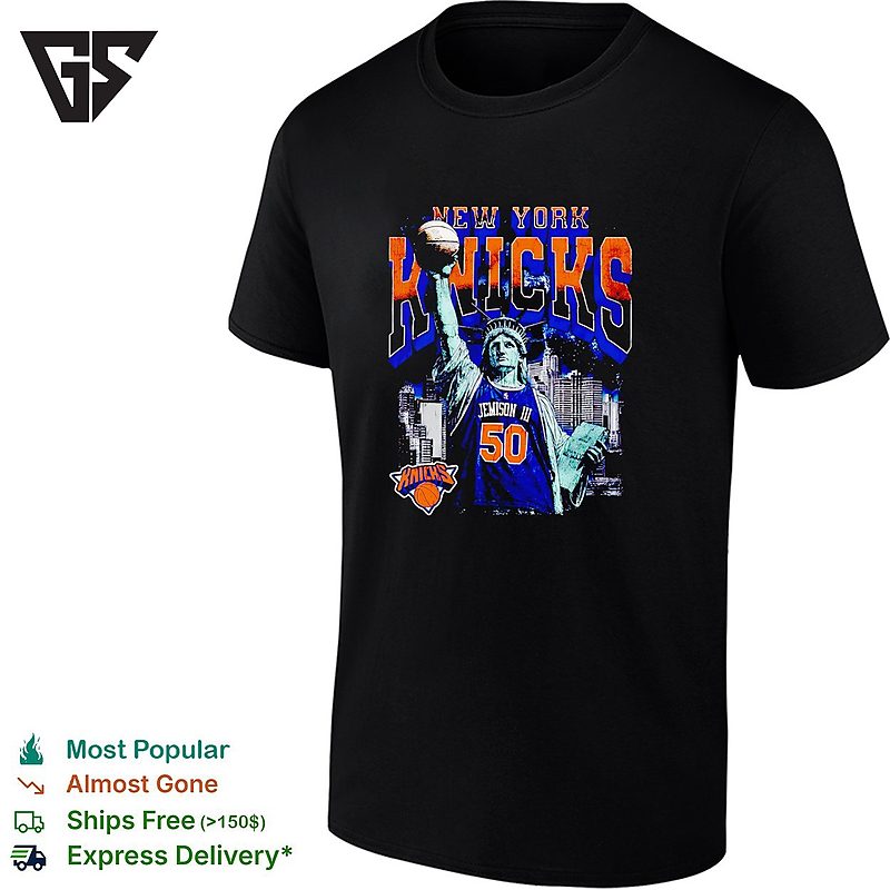 Jemison Iii 50 New York Knicks Statue Of Liberty Skyline Basketball T-Shirt Jemison Iii 50 New York Knicks Statue Of Liberty Skyline Basketball T-Shirt