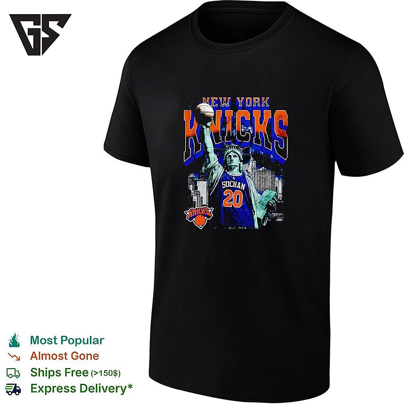 Jeremy Sochan 20 New York Knicks Statue Of Liberty Skyline Basketball T-Shirt Jeremy Sochan 20 New York Knicks Statue Of Liberty Skyline Basketball T-Shirt
