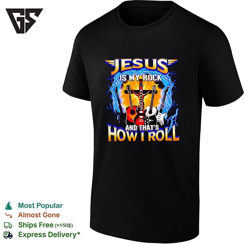 Jesus Is My Rock And That’s How I Roll Lightning Graphic T-Shirt Jesus Is My Rock And That’s How I Roll Lightning Graphic T-Shirt