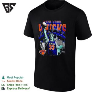 Jones 33 New York Knicks Statue Of Liberty Skyline Basketball T-Shirt