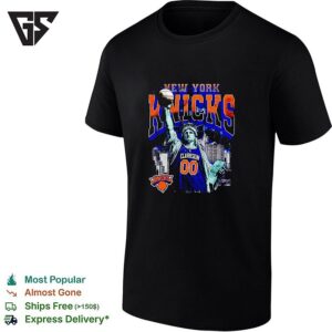 Jordan Clarkson 00 New York Knicks Statue Of Liberty Skyline Basketball T-Shirt