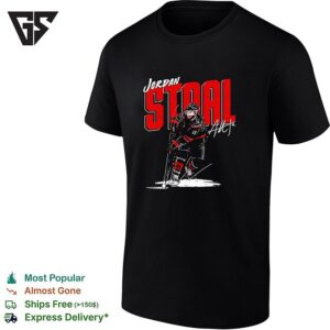 Jordan Staal 11 Carolina Hurricanes Bold Action Skate Pose Signature Art T-Shirt