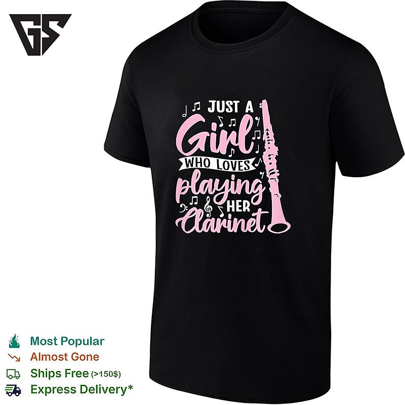 Just A Who Loves Playing Her Clarinet Music Notes Design Instrument Musician T-Shirt Just A Who Loves Playing Her Clarinet Music Notes Design Instrument Musician T-Shirt