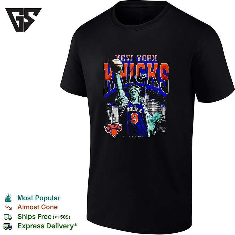 Kevin Mccullar Jr 9 New York Knicks Statue Of Liberty Skyline Basketball T-Shirt Kevin Mccullar Jr 9 New York Knicks Statue Of Liberty Skyline Basketball T-Shirt