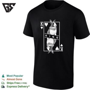 King Of Hearts Rabbit Playing Card Deck Illustration White Text Graphic T-Shirt