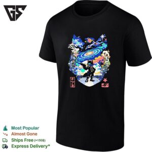 Kitsune Fox Galaxy Cosmic Japanese Street Art Anime T-Shirt