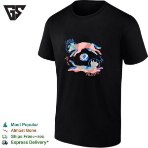 Laika And Felicette Space Animals Astronaut Helmets Colorful Art T-Shirt