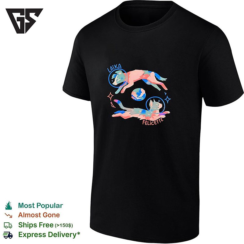 Laika And Felicette Space Animals Astronaut Helmets Colorful Art T-Shirt Laika And Felicette Space Animals Astronaut Helmets Colorful Art T-Shirt
