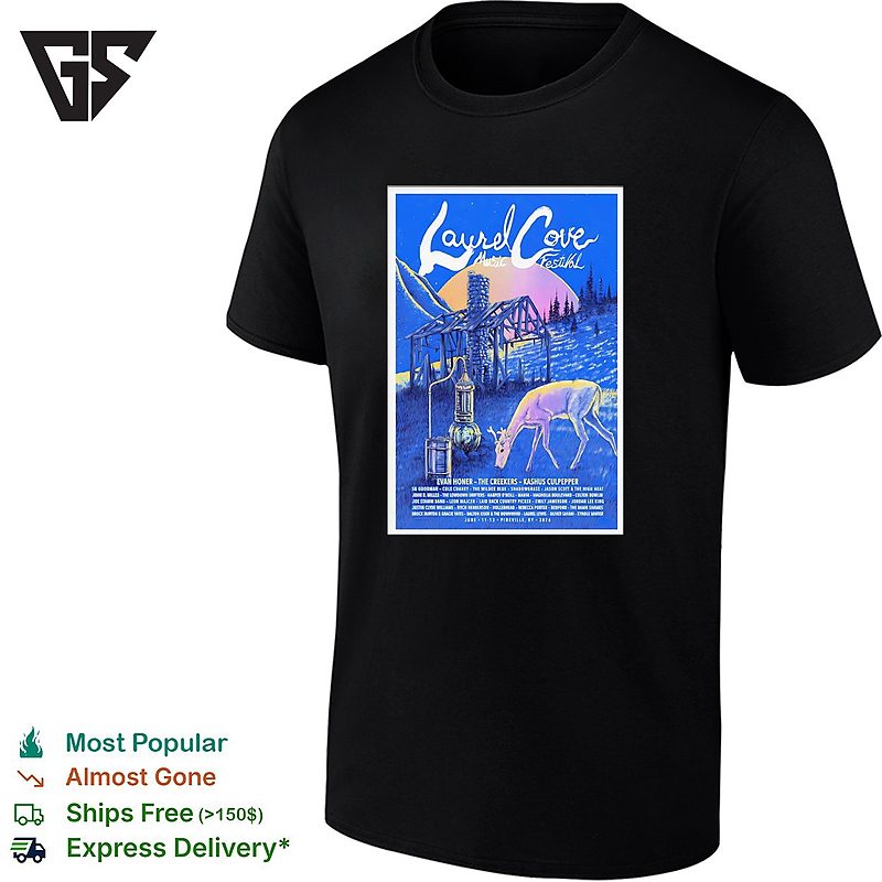 Laurel Cove Music Festival Concert Poster Deer Nature Art T-Shirt Laurel Cove Music Festival Concert Poster Deer Nature Art T-Shirt