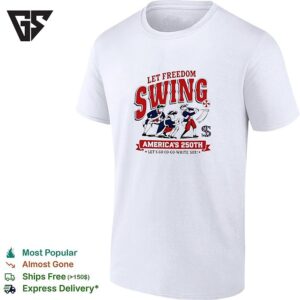 Let Freedom Swing Colonial Baseball Players America’s 250th Banner Poster T-Shirt