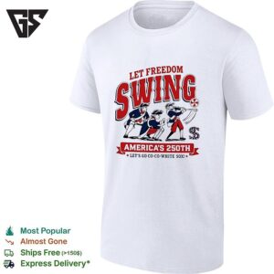 Let Freedom Swing Colonial Baseball Players America’s 250th Flag Poster T-Shirt